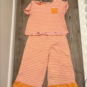 Cozy Striped Coral Pajama Set